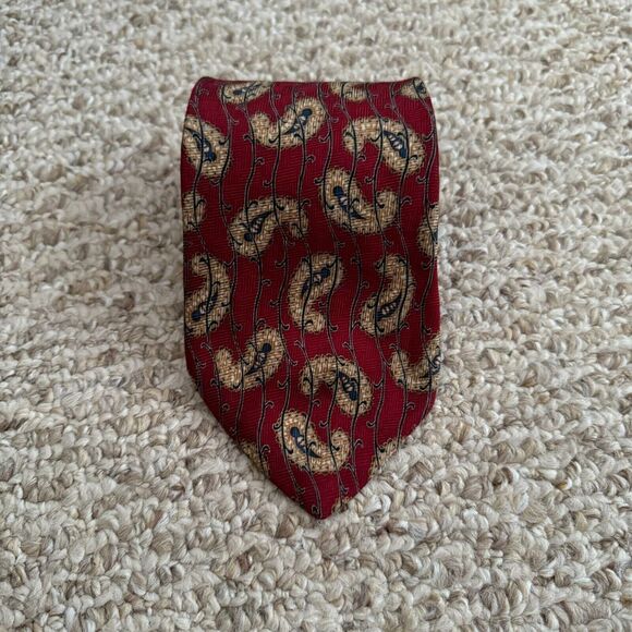 Bill Blass Black Label‎ Paisley Tie Silk Red 3.75x60 Classic Formal Made in USA - Picture 1 of 6